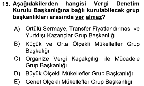 Genel Vergi Hukuku 2017-2018 Dönem Sonu Sınavı - 15. soru
