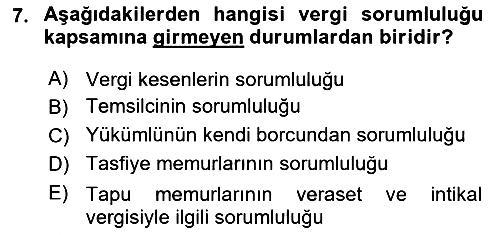 Genel Vergi Hukuku 2018-2019 Dönem Sonu Sınavı - 7. soru