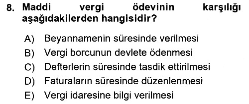 Genel Vergi Hukuku 2018-2019 Dönem Sonu Sınavı - 8. soru