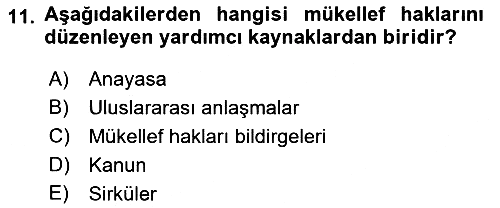 Genel Vergi Hukuku 2018-2019 Dönem Sonu Sınavı - 11. soru