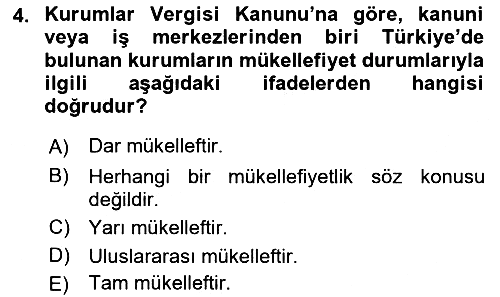 Genel Vergi Hukuku 2019-2020 Dönem Sonu Sınavı - 4. soru