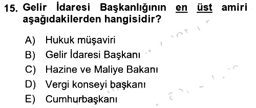 Genel Vergi Hukuku 2019-2020 Dönem Sonu Sınavı - 15. soru