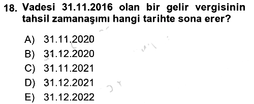 Genel Vergi Hukuku 2019-2020 Dönem Sonu Sınavı - 18. soru