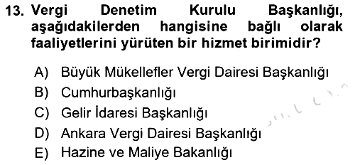Genel Vergi Hukuku 2021-2022 Dönem Sonu Sınavı - 13. soru