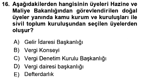 Genel Vergi Hukuku 2021-2022 Dönem Sonu Sınavı - 16. soru