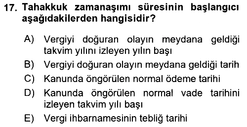 Genel Vergi Hukuku 2021-2022 Dönem Sonu Sınavı - 17. soru