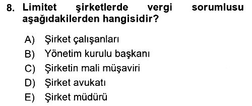 Genel Vergi Hukuku 2022-2023 Dönem Sonu Sınavı - 8. soru