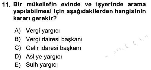 Genel Vergi Hukuku 2023-2024 Dönem Sonu Sınavı - 11. soru