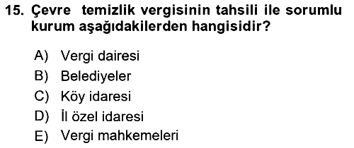 Genel Vergi Hukuku 2023-2024 Dönem Sonu Sınavı - 15. soru