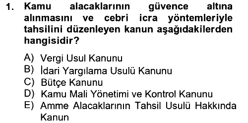 Genel Vergi Hukuku 2013-2014 Tek Ders Sınavı - 1. soru