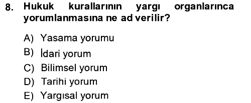 Genel Vergi Hukuku 2014-2015 Tek Ders Sınavı - 8. soru