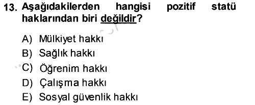 Genel Vergi Hukuku 2014-2015 Tek Ders Sınavı - 13. soru