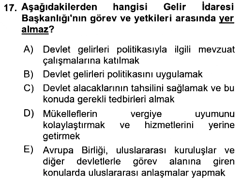 Genel Vergi Hukuku 2018-2019 Yaz Okulu Sınavı - 17. soru