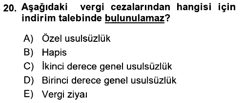 Genel Vergi Hukuku 2018-2019 Yaz Okulu Sınavı - 20. soru