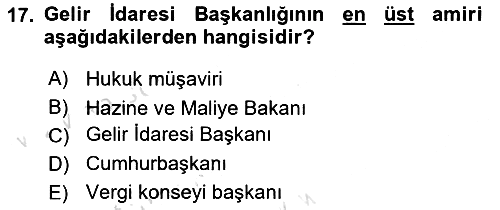 Genel Vergi Hukuku 2020-2021 Yaz Okulu Sınavı - 17. soru