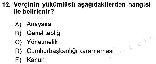 Genel Vergi Hukuku 2022-2023 Yaz Okulu Sınavı - 12. soru