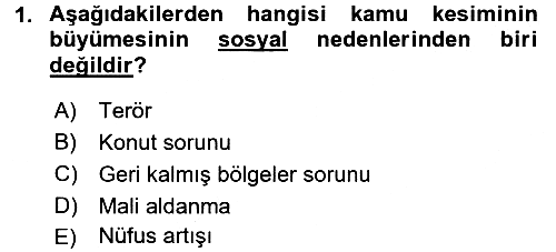 Kamu Ekonomisi 1 2016-2017 3 Ders Sınavı - 1. soru