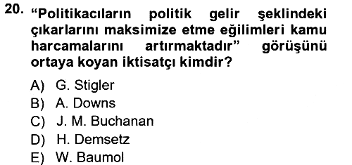 Kamu Ekonomisi 1 2012-2013 Ara Sınav - 20. soru