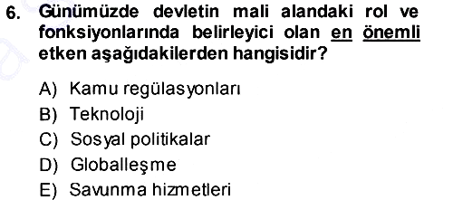 Kamu Ekonomisi 1 2013-2014 Ara Sınav - 6. soru