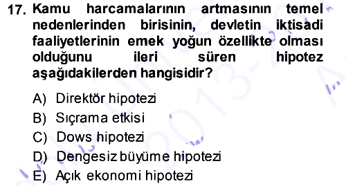 Kamu Ekonomisi 1 2013-2014 Ara Sınav - 17. soru