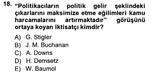 Kamu Ekonomisi 1 2013-2014 Ara Sınav - 18. soru