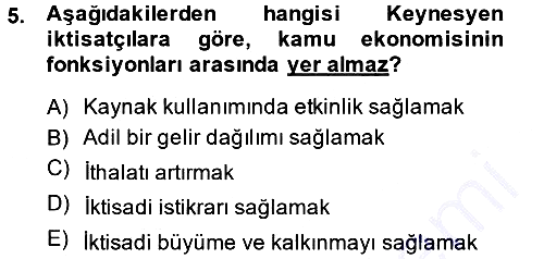 Kamu Ekonomisi 1 2014-2015 Ara Sınav - 5. soru