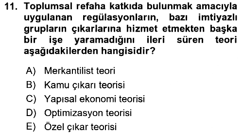 Kamu Ekonomisi 1 2015-2016 Ara Sınav - 11. soru