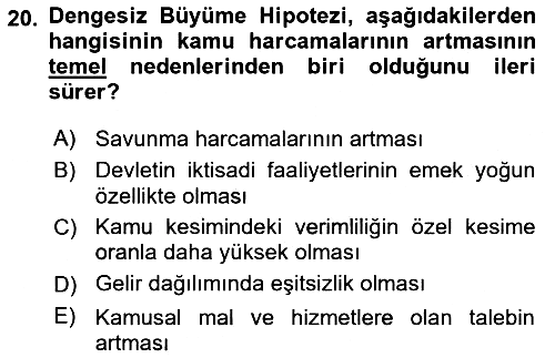Kamu Ekonomisi 1 2018-2019 Ara Sınav - 20. soru