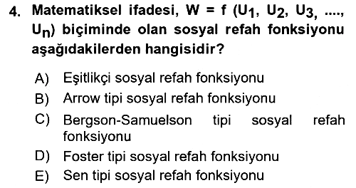 Kamu Ekonomisi 1 2023-2024 Ara Sınav - 4. soru
