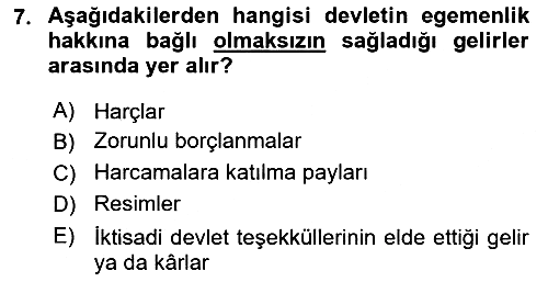Kamu Ekonomisi 1 2024-2025 Ara Sınav - 7. soru