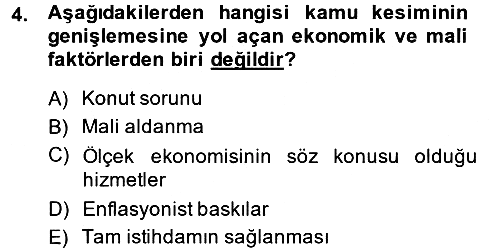 Kamu Ekonomisi 1 2013-2014 Dönem Sonu Sınavı - 4. soru