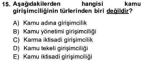 Kamu Ekonomisi 1 2013-2014 Dönem Sonu Sınavı - 15. soru