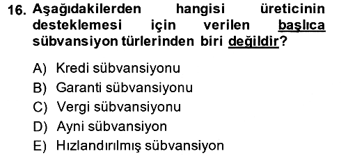 Kamu Ekonomisi 1 2013-2014 Dönem Sonu Sınavı - 16. soru