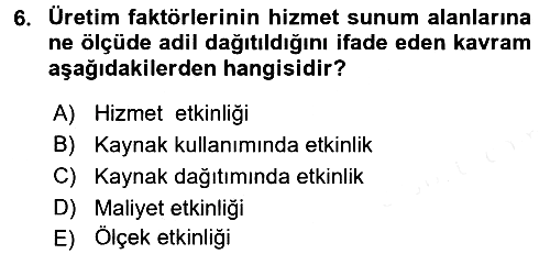 Kamu Ekonomisi 1 2016-2017 Dönem Sonu Sınavı - 6. soru