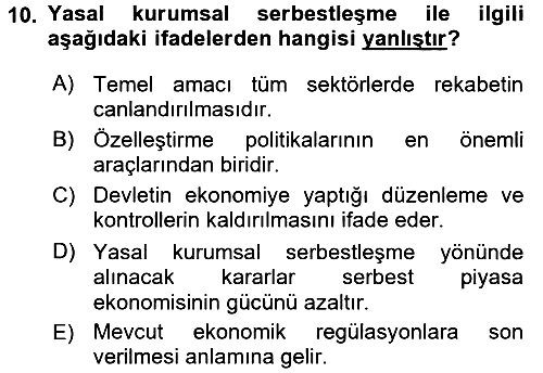 Kamu Ekonomisi 1 2016-2017 Dönem Sonu Sınavı - 10. soru