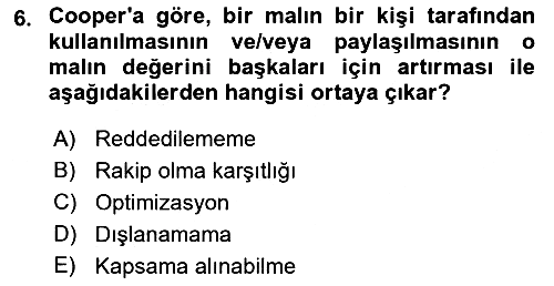 Kamu Ekonomisi 1 2021-2022 Dönem Sonu Sınavı - 6. soru
