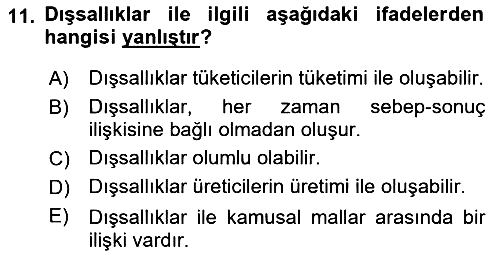 Kamu Ekonomisi 1 2023-2024 Dönem Sonu Sınavı - 11. soru