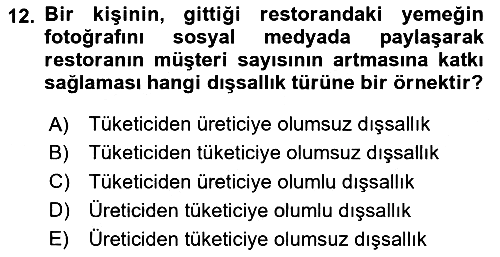 Kamu Ekonomisi 1 2025-2026 Dönem Sonu Sınavı - 12. soru