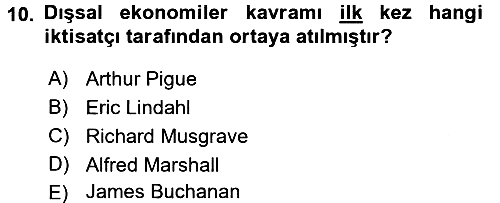 Kamu Ekonomisi 1 2015-2016 Tek Ders Sınavı - 10. soru