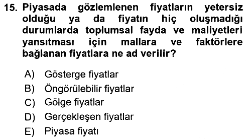Kamu Ekonomisi 1 2018-2019 Yaz Okulu Sınavı - 15. soru