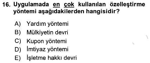 Kamu Ekonomisi 1 2021-2022 Yaz Okulu Sınavı - 16. soru
