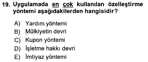 Kamu Ekonomisi 1 2023-2024 Yaz Okulu Sınavı - 19. soru