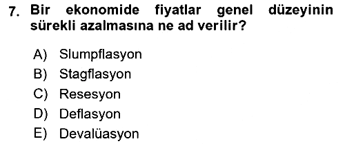 Kamu Ekonomisi 1 2024-2025 Yaz Okulu Sınavı - 7. soru