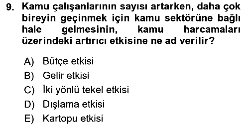 Kamu Ekonomisi 2 2016-2017 3 Ders Sınavı - 9. soru