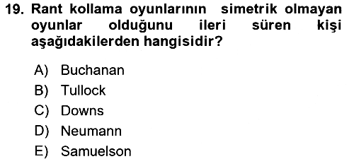 Kamu Ekonomisi 2 2016-2017 3 Ders Sınavı - 19. soru