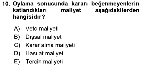 Kamu Ekonomisi 2 2017-2018 Ara Sınav - 10. soru