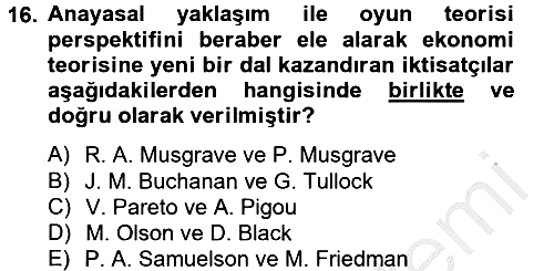 Kamu Ekonomisi 2 2012-2013 Dönem Sonu Sınavı - 16. soru