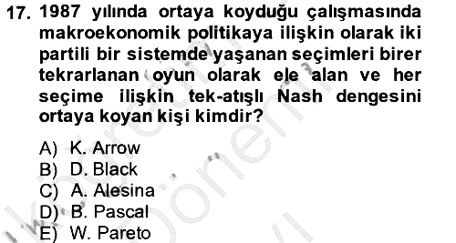 Kamu Ekonomisi 2 2012-2013 Dönem Sonu Sınavı - 17. soru