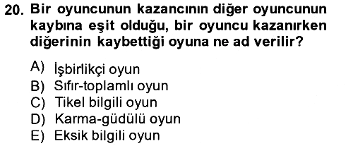 Kamu Ekonomisi 2 2012-2013 Dönem Sonu Sınavı - 20. soru