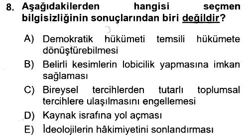 Kamu Ekonomisi 2 2015-2016 Dönem Sonu Sınavı - 8. soru